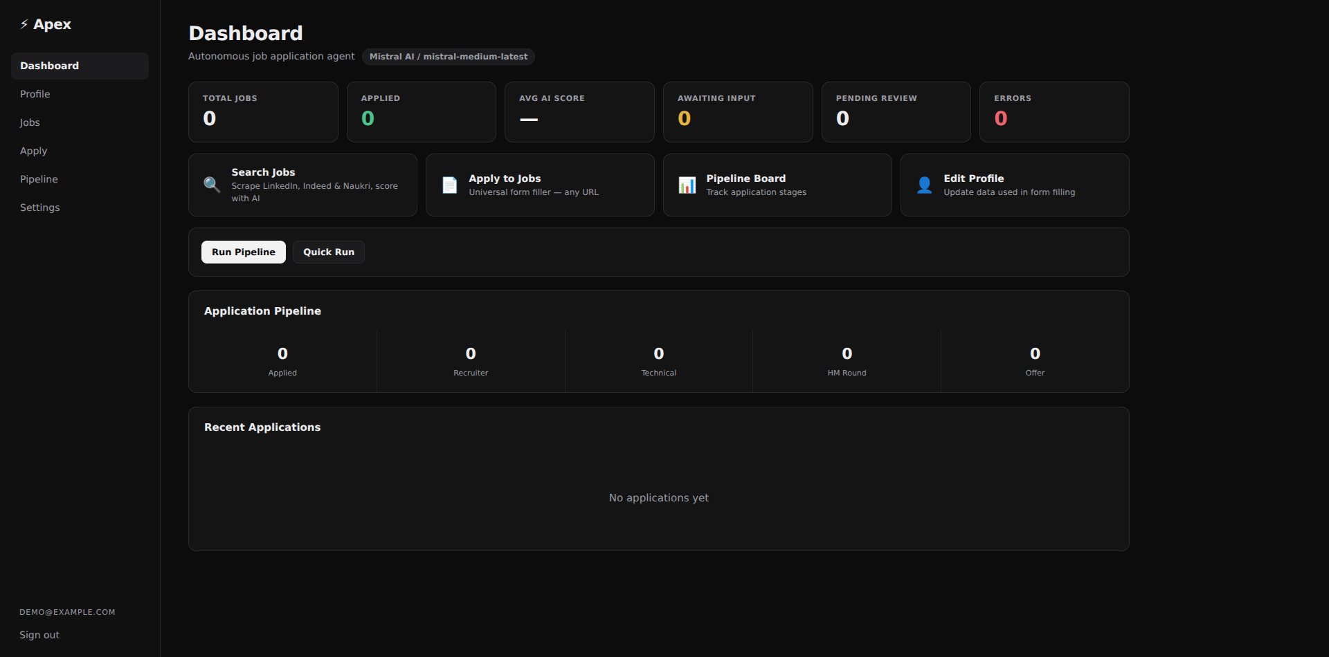 Apex Job Agent screenshot